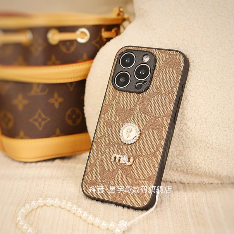 适用苹果16promax手机壳珠链15pro防摔13pm斜挎14pro女款iphone15