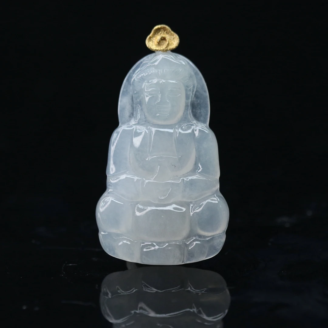 49天然缅甸翡翠A货18k冰观音吊坠/300066/上海嘉禾拍卖