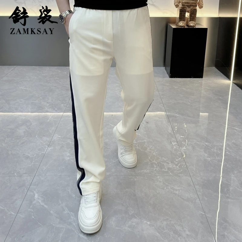 男士休闲裤2025春季新款条纹直筒运动裤修身青年百搭时尚卫裤男潮