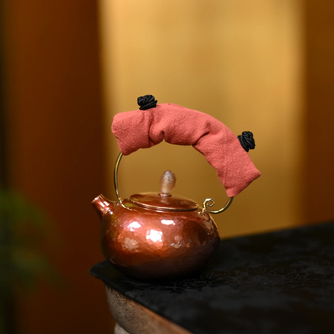 【福器】道遥壶烤色煮水手工茶壶中式家用手工錾刻复古紫铜泡茶壶