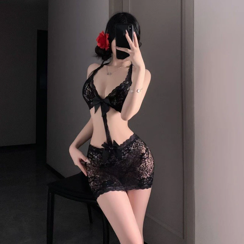 【心动蕾丝】睡裙四季黑色女浪漫性感蕾丝轻奢睡衣家居服
