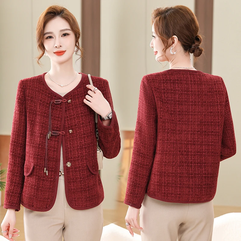 小个子妈妈小香风外套春秋款中年本命年衣服女春装上衣新中式国风