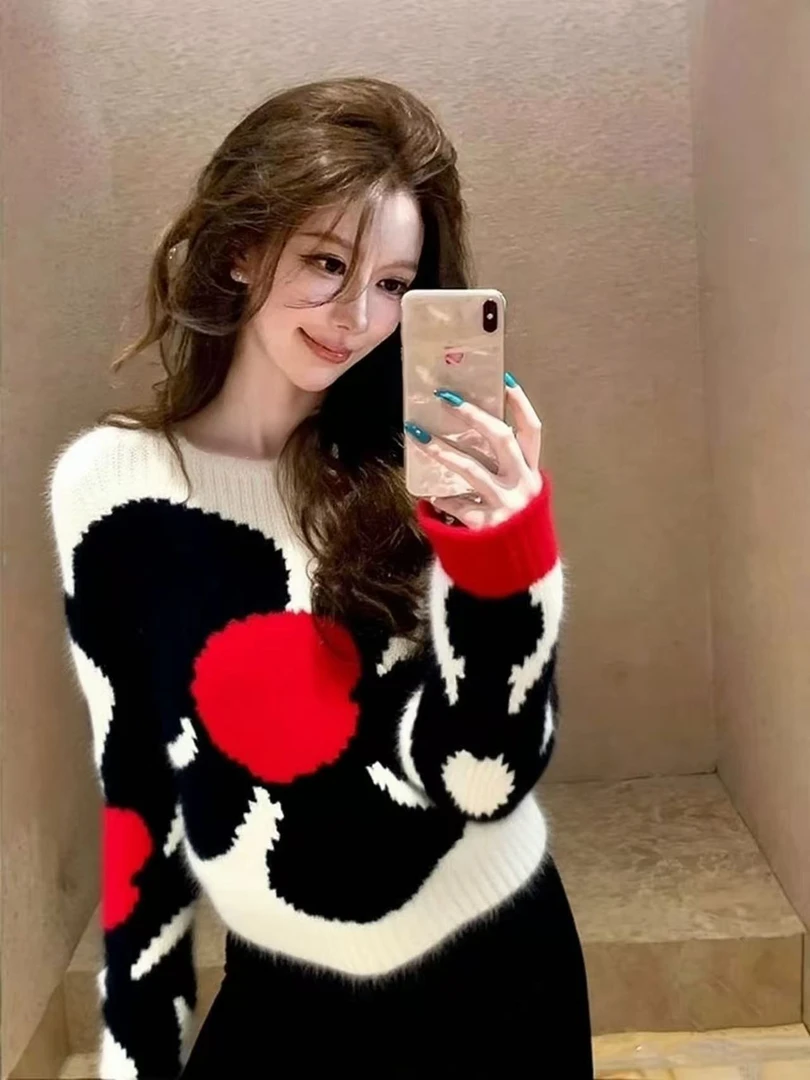 冬季氛围范上衣法式独特别致绝美设计感小众不撞款高级感花朵毛衣