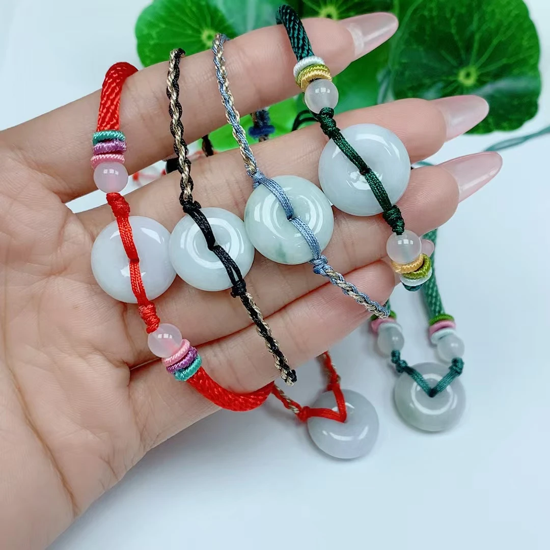 【小康翡翠】正品天然翡翠缅甸A货平安扣男女款手链手绳玉石挂件