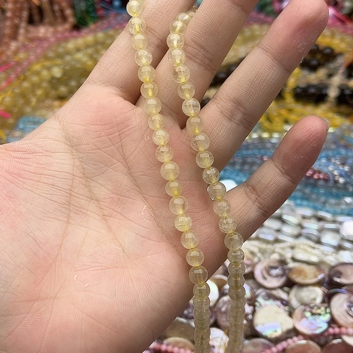 玛瑙/玉髓未镶嵌珠宝半成品一条6mm左右金发晶