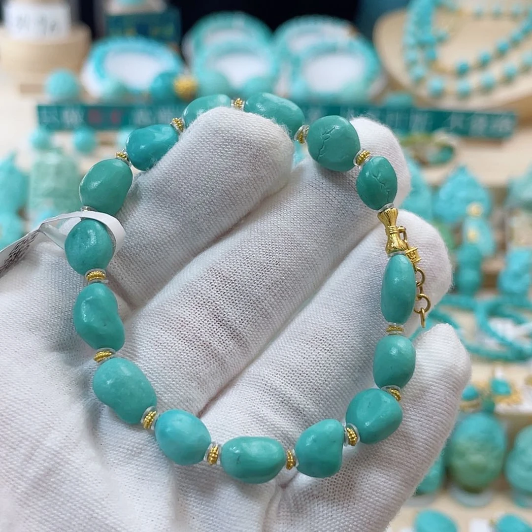 绿松石珠宝奇石18K金镶嵌