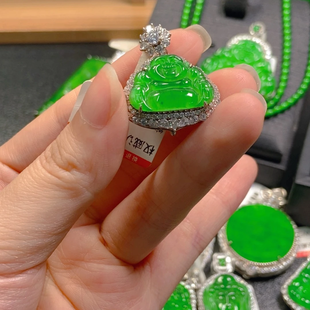 翡翠银S925镶嵌吊坠(不含链)
