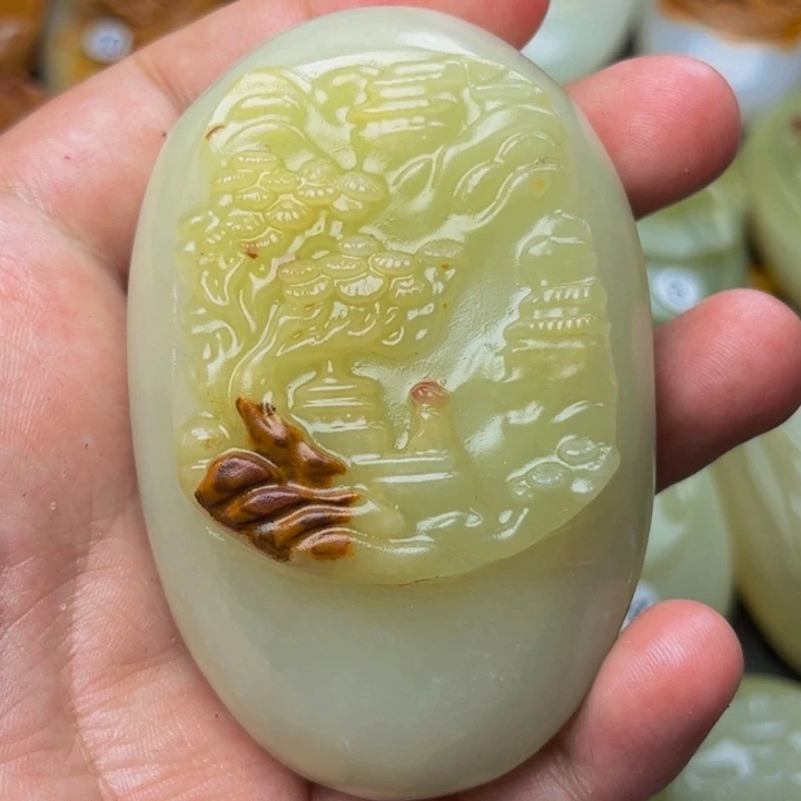 方解石手把件山水