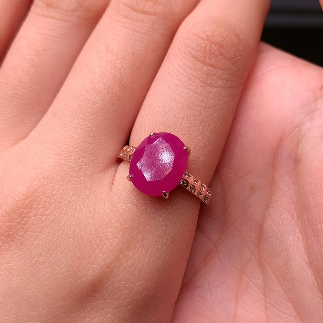 红宝石戒指银S925镶嵌