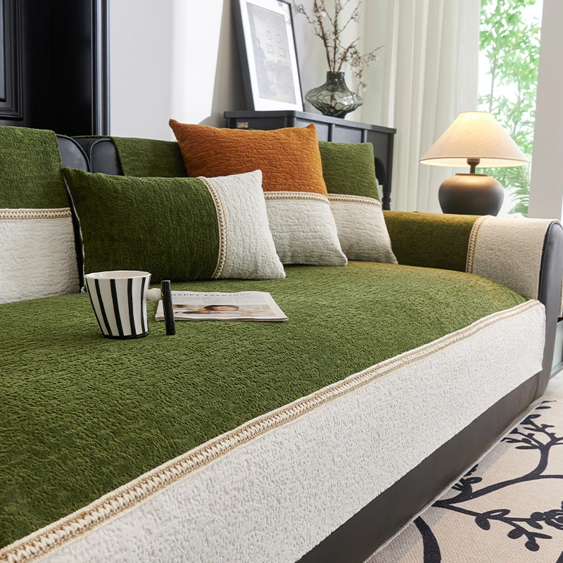 肌理感2025新款雪尼尔沙发垫四季通用拼接沙发坐垫防猫抓跨境专供