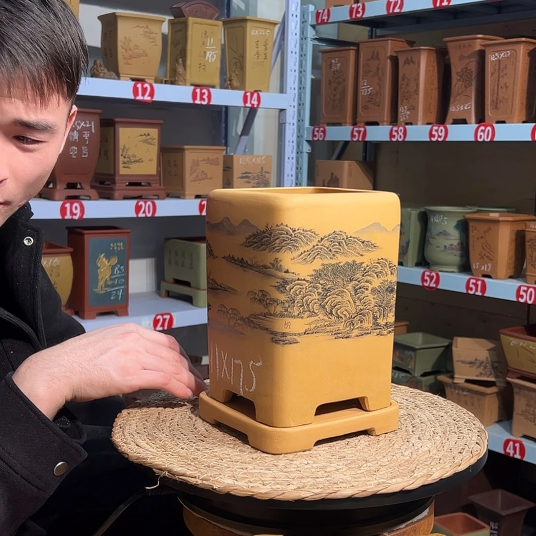 天心紫砂手工花盆