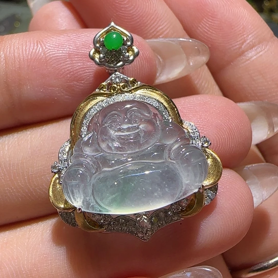 【闪购商品】翡翠18K金镶嵌颈饰天然