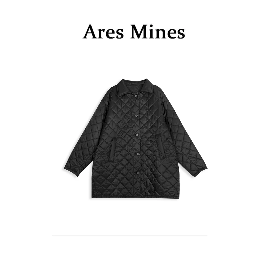 【盛朗熙Ares Mines】菱格谧境 山本风菱形格宽松棉服中长款外套