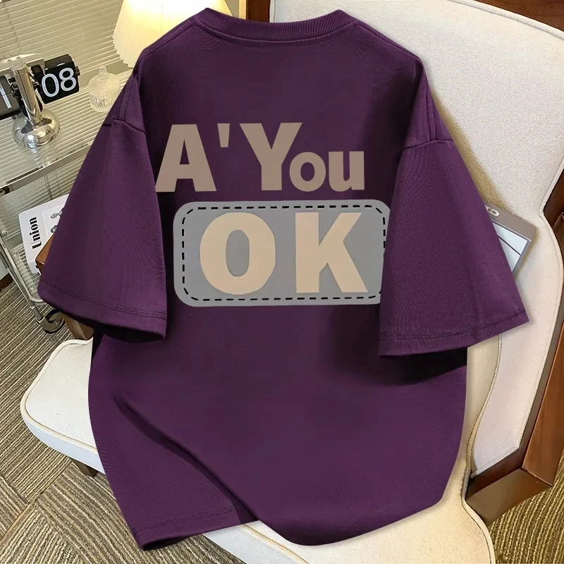 小众情侣短袖T恤男女宽松型大码夏季新款ins潮流字母印花学生体恤