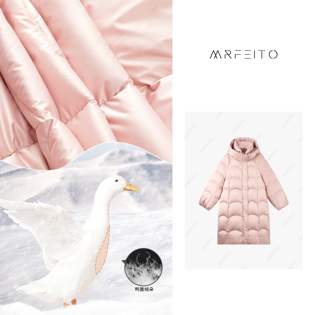 MRFEITO【暖暖小主】中长款连帽奶呼呼甜美感羽绒服H106YR01D30366