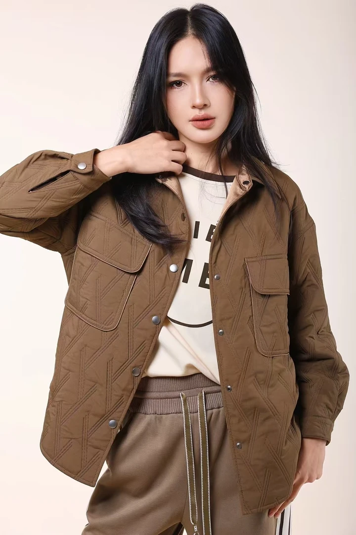 菱纹工装短款雪丽棉夹克