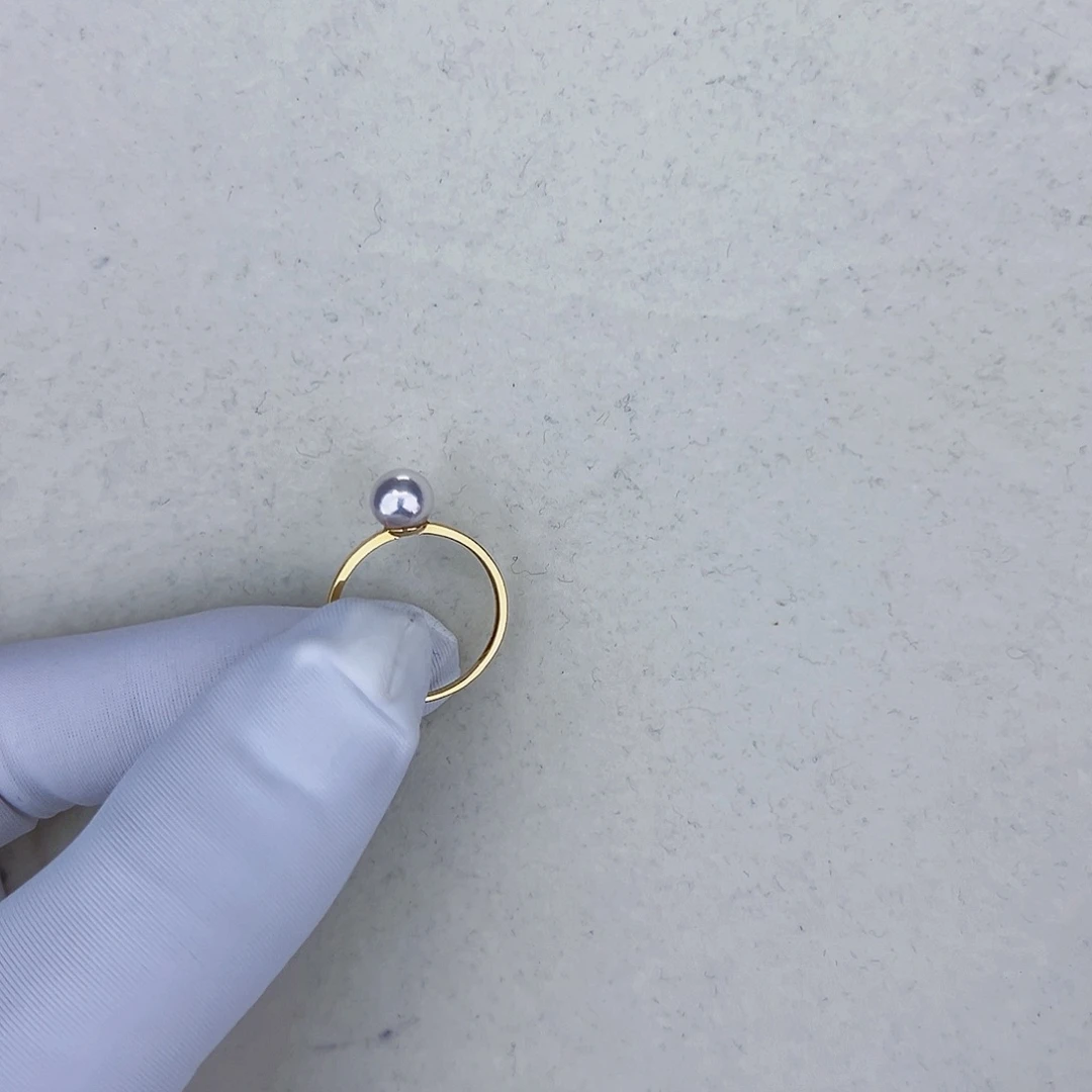 海水珍珠海水akoya设计款戒指6-7mm18K金镶嵌