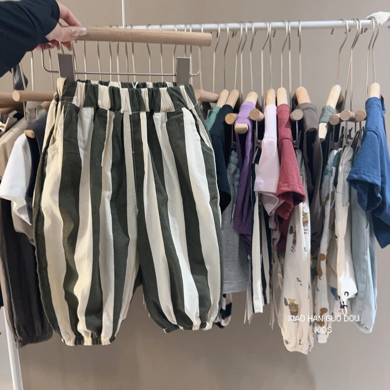 儿童韩版夏季新款条纹灯笼裤防蚊裤