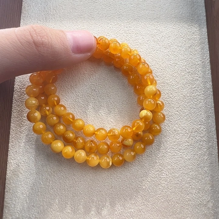 蜜蜡未镶嵌手链6.9mm蜜蜡手串