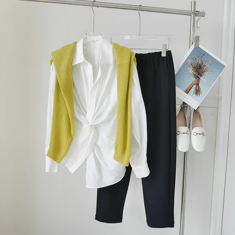 【朵儿studio】“扭结”显瘦设计款上衣衬衫 D007