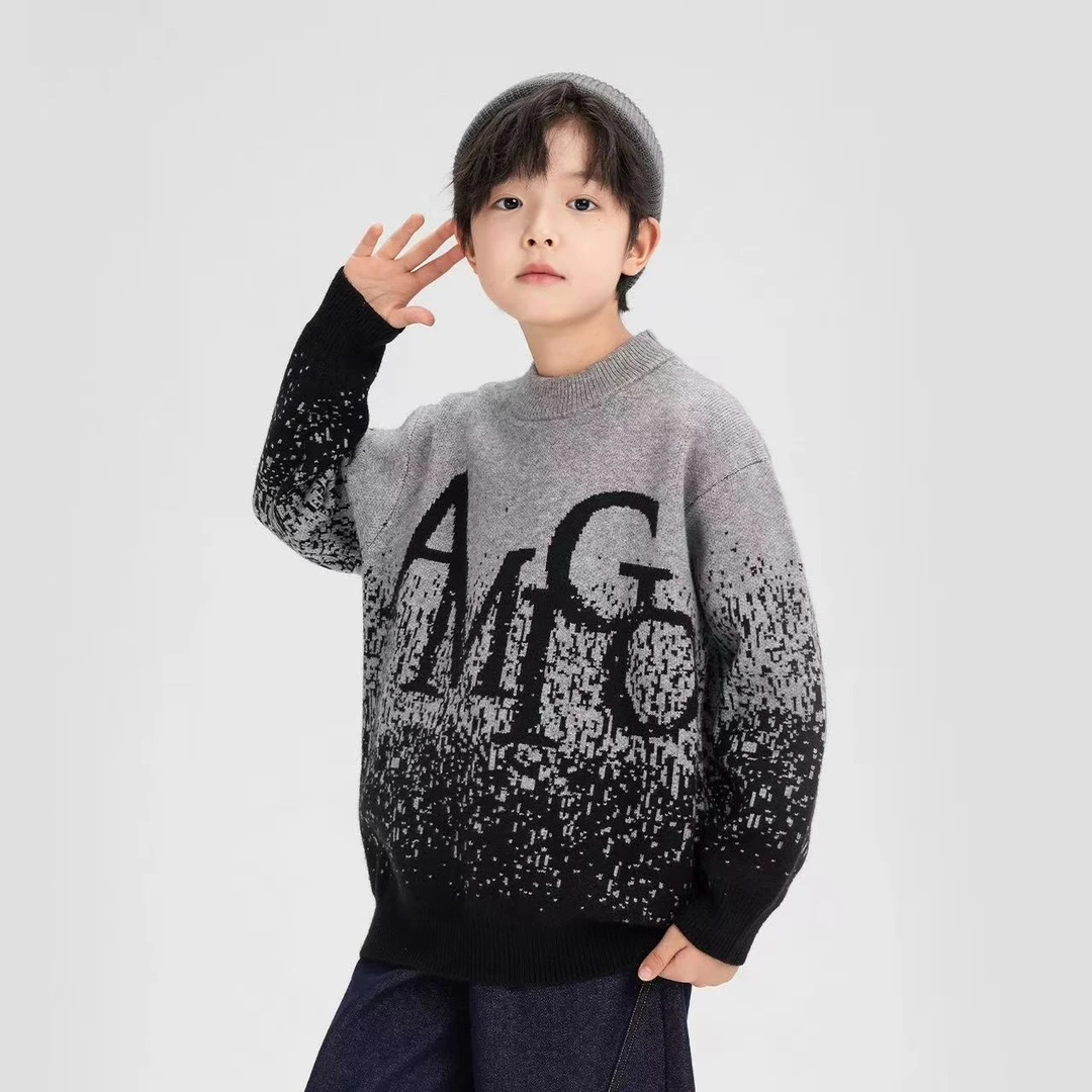 童装男童毛衣秋冬款2025新款渐变冬装儿童洋气加厚保暖针织衫上衣