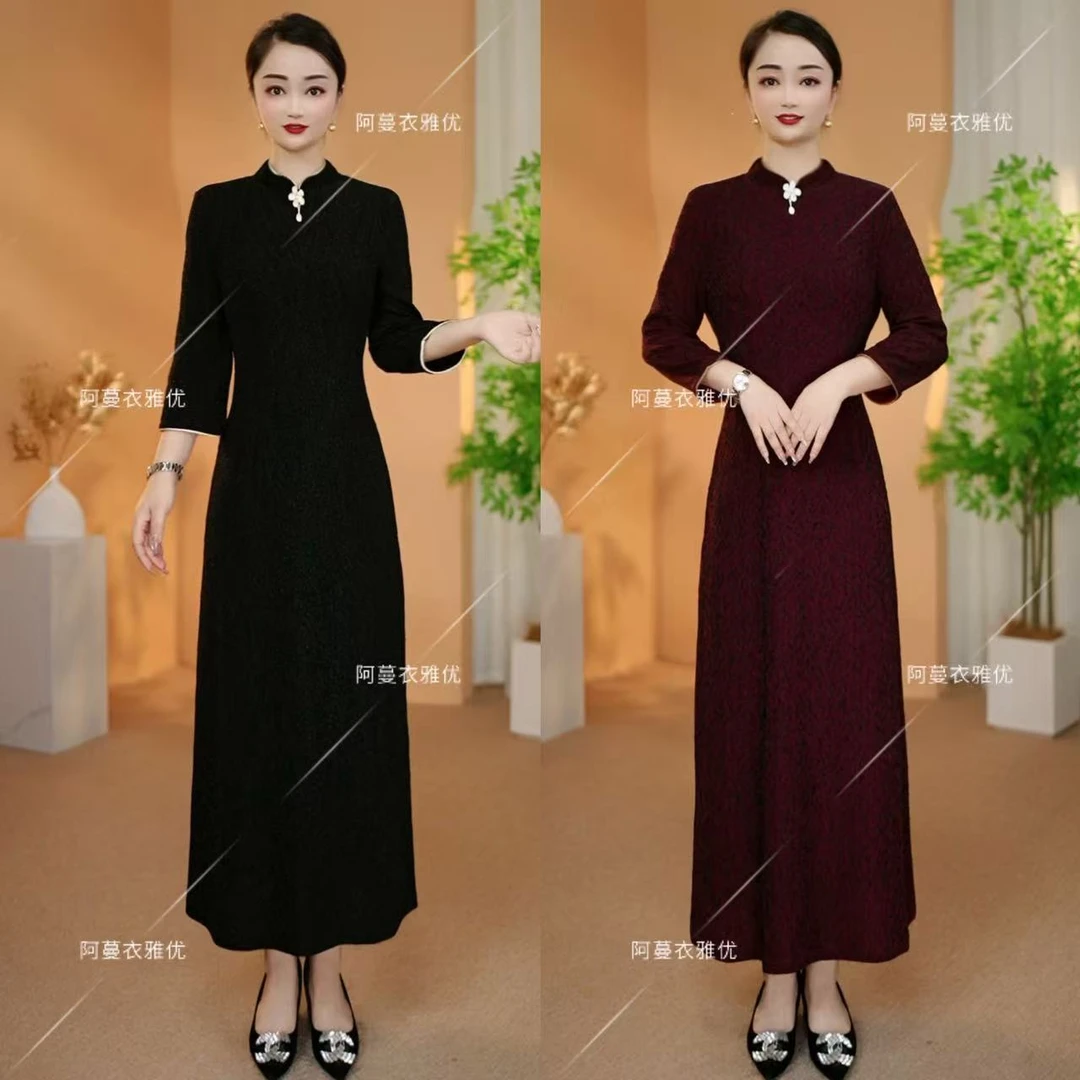 【衣雅严选】8101-2272#新款气质显瘦长袖名媛风新中式连衣裙