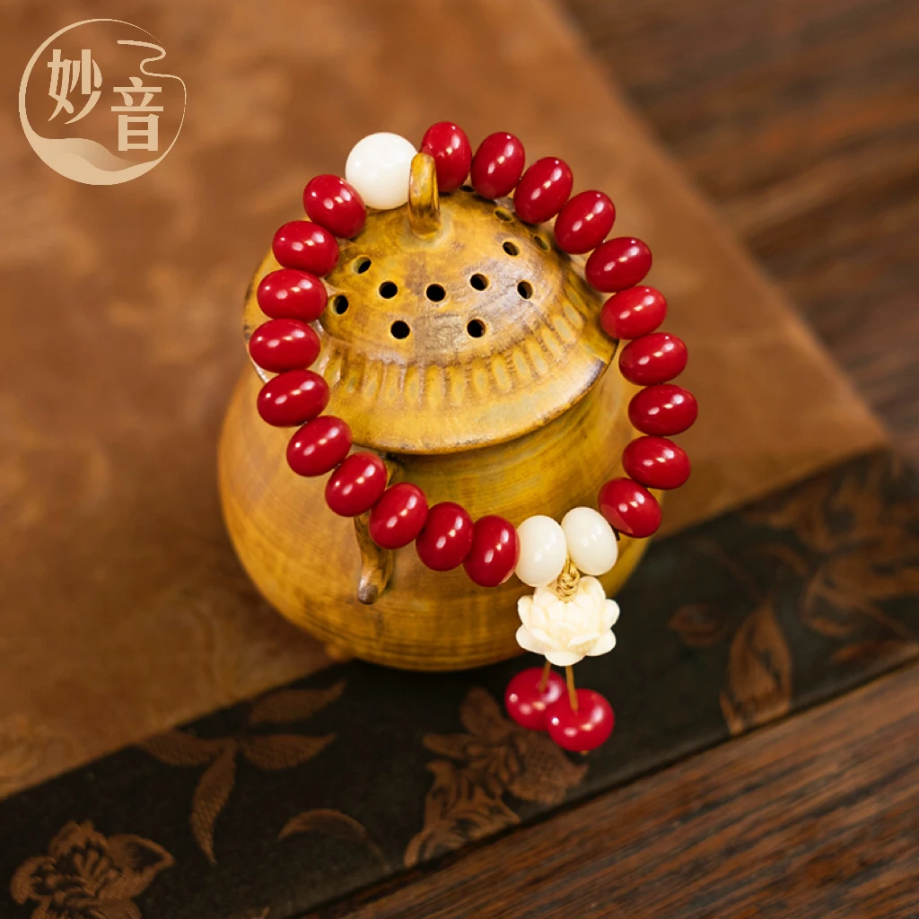 红玉菩提根莲花手串