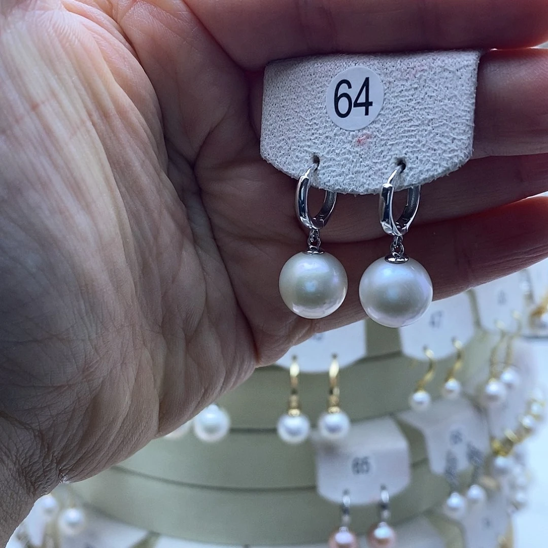 淡水珍珠耳饰银S925镶嵌