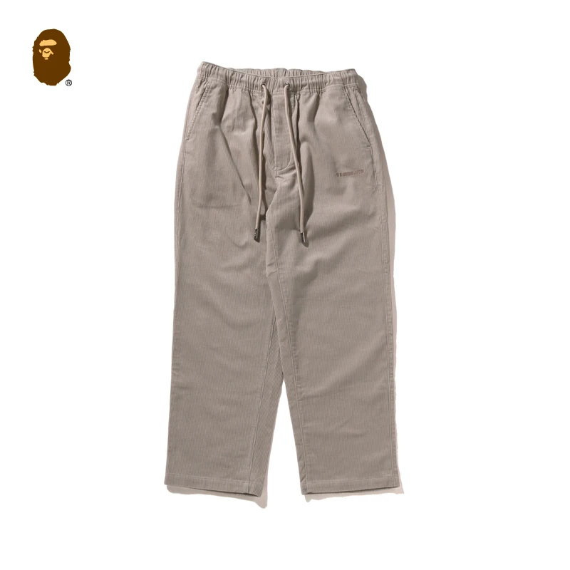BAPE男装24秋冬字母串标刺绣灯芯绒宽松休闲裤152320N