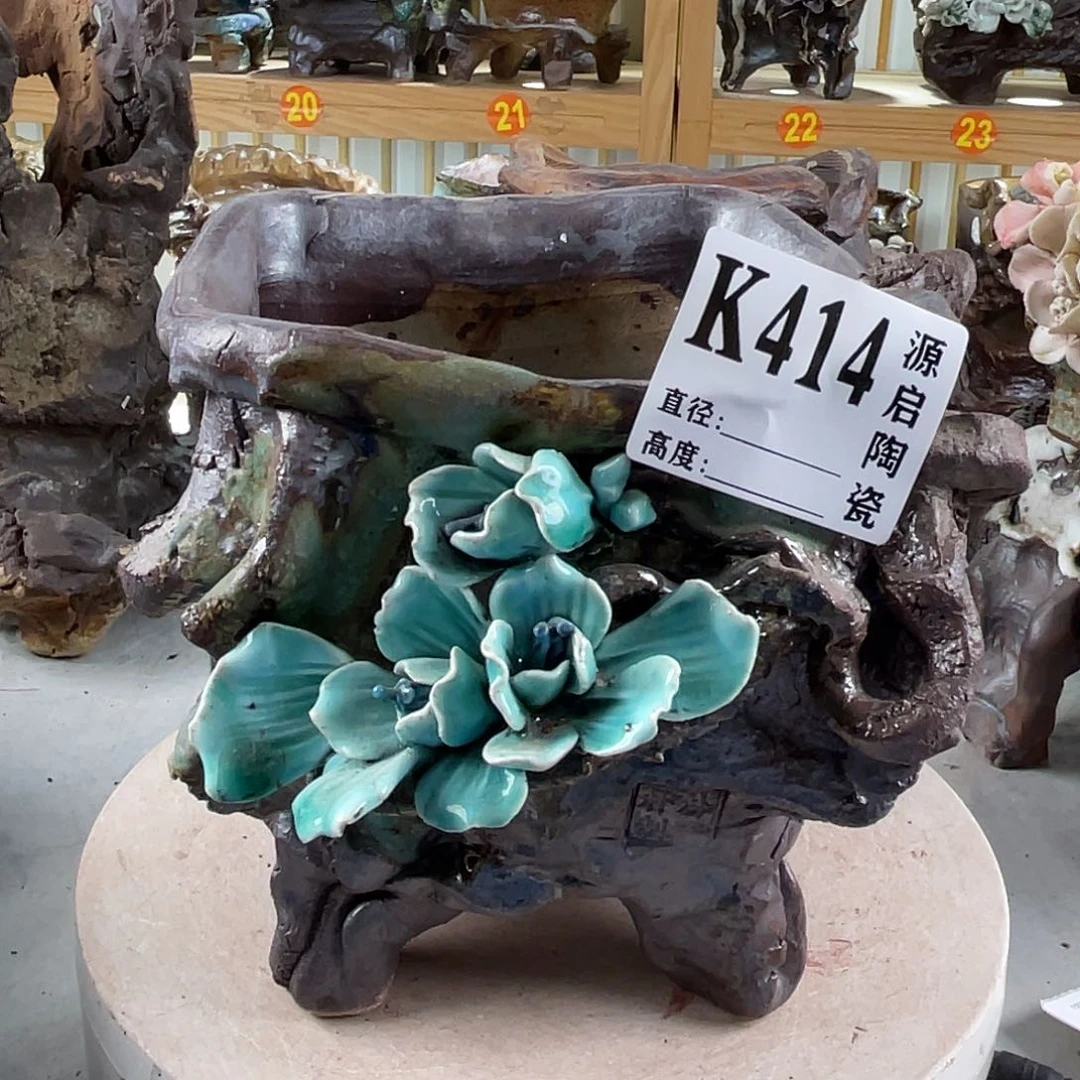 紫砂花盆景德镇陶瓷花盆414