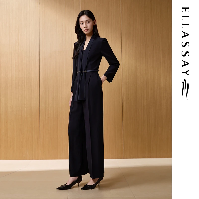 ELLASSAY歌力思2025秋季新款三醋纤简约直筒休闲裤女EWF363K01000