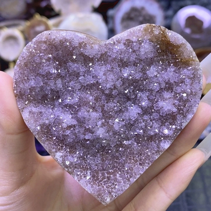 未镶嵌珠宝半成品紫晶紫粉爱心