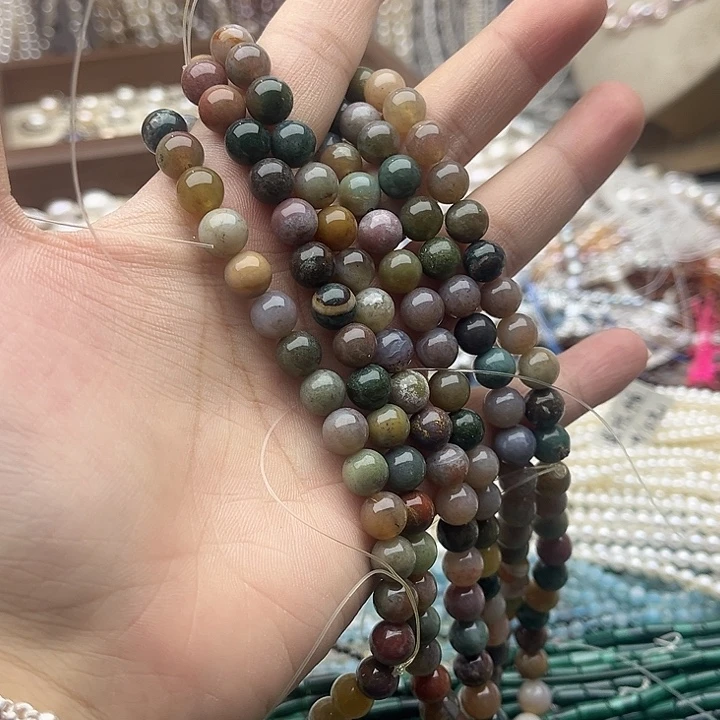 玛瑙/玉髓未镶嵌珠宝半成品一条8mm左右印度玛瑙