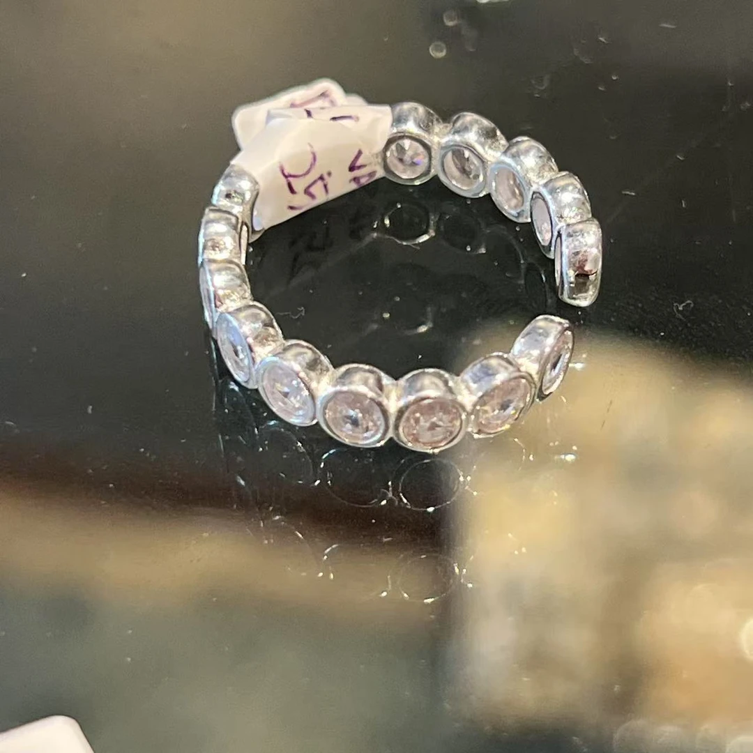 925银戒指 0409A01 TJ韩国女装直播代购设计师925银亮石头戒指