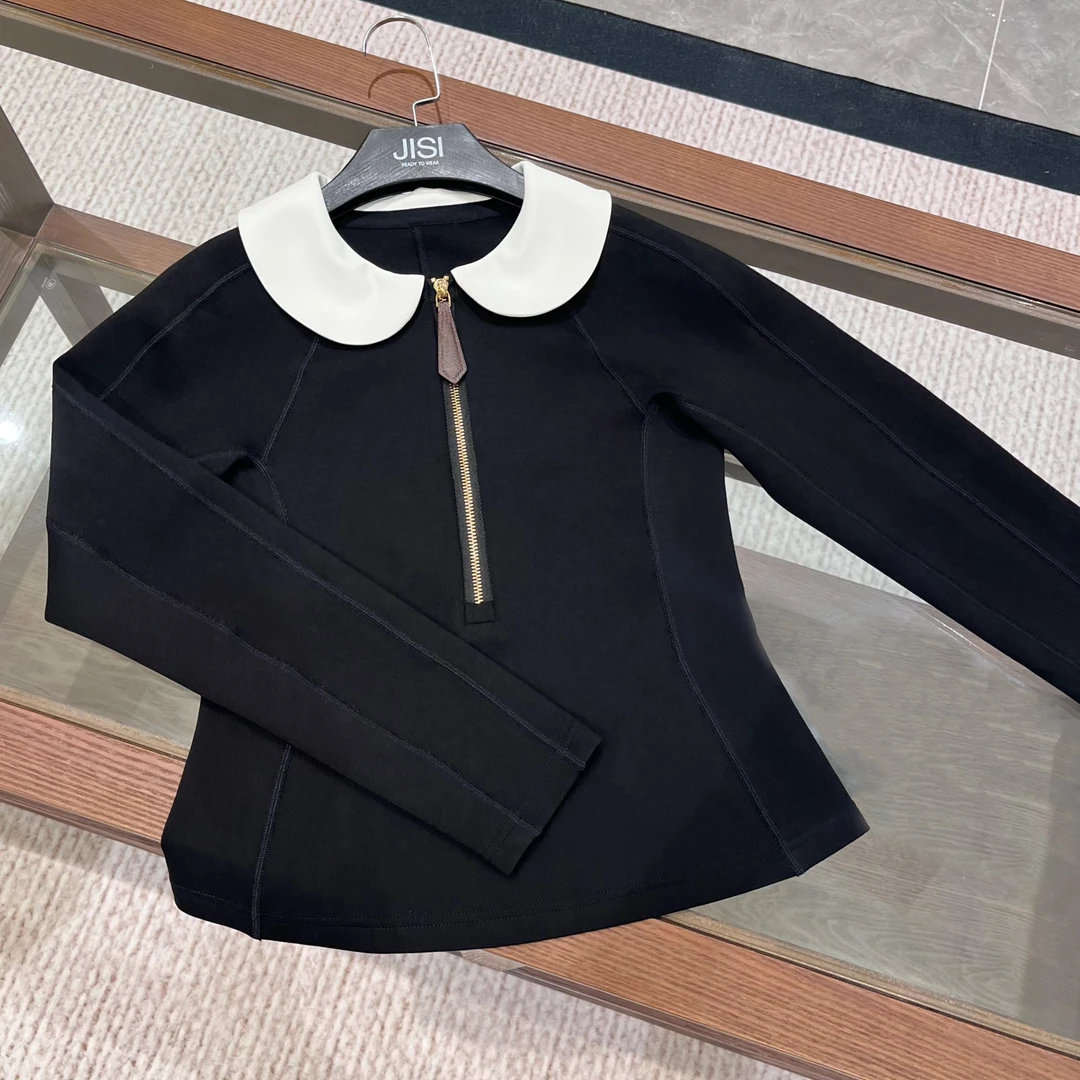 JISI 鱼骨翻领修身长袖