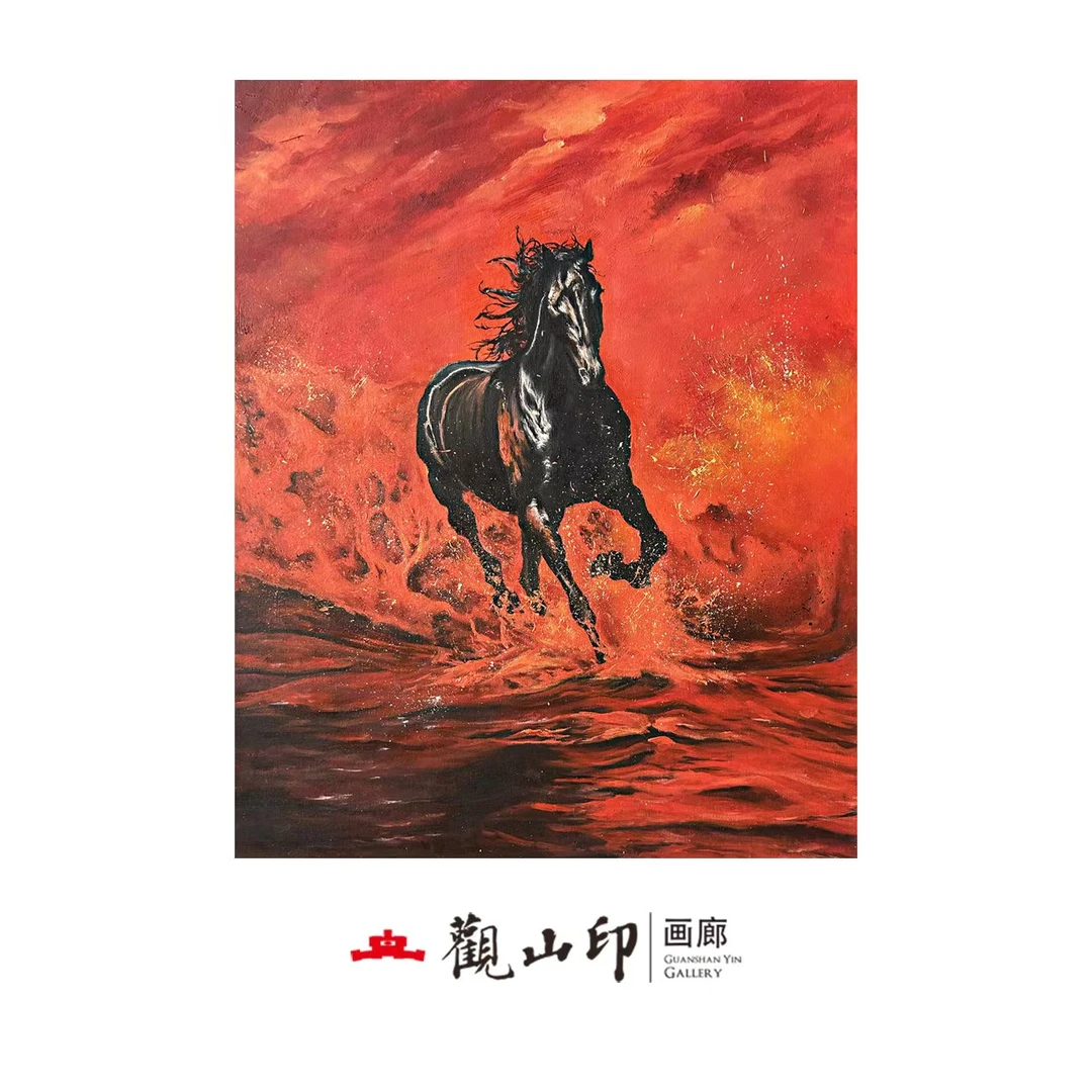 H原创手绘风景油画40x50cm动物作品6804