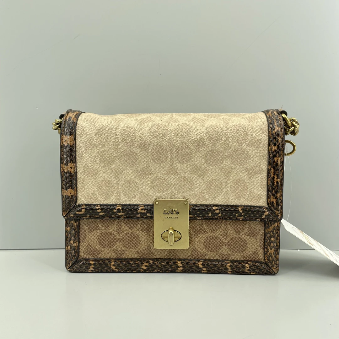 90新 COACH/蔻驰 Hutton深浅老花蛇纹链条包22x16x6cmE022105