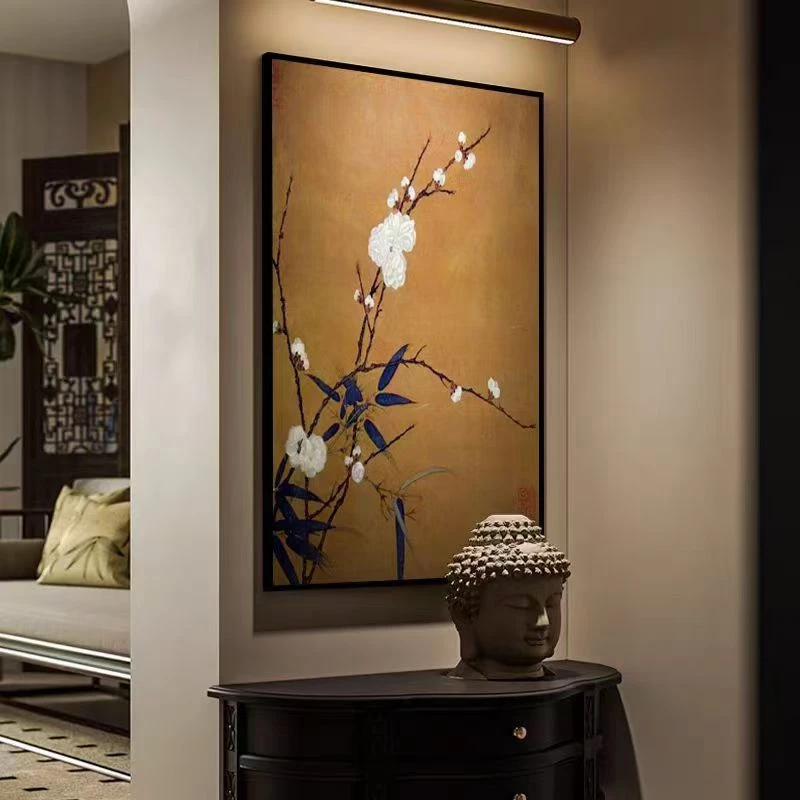 宋代美学新中式梅竹挂画中古风客厅玄关走廊过道壁画