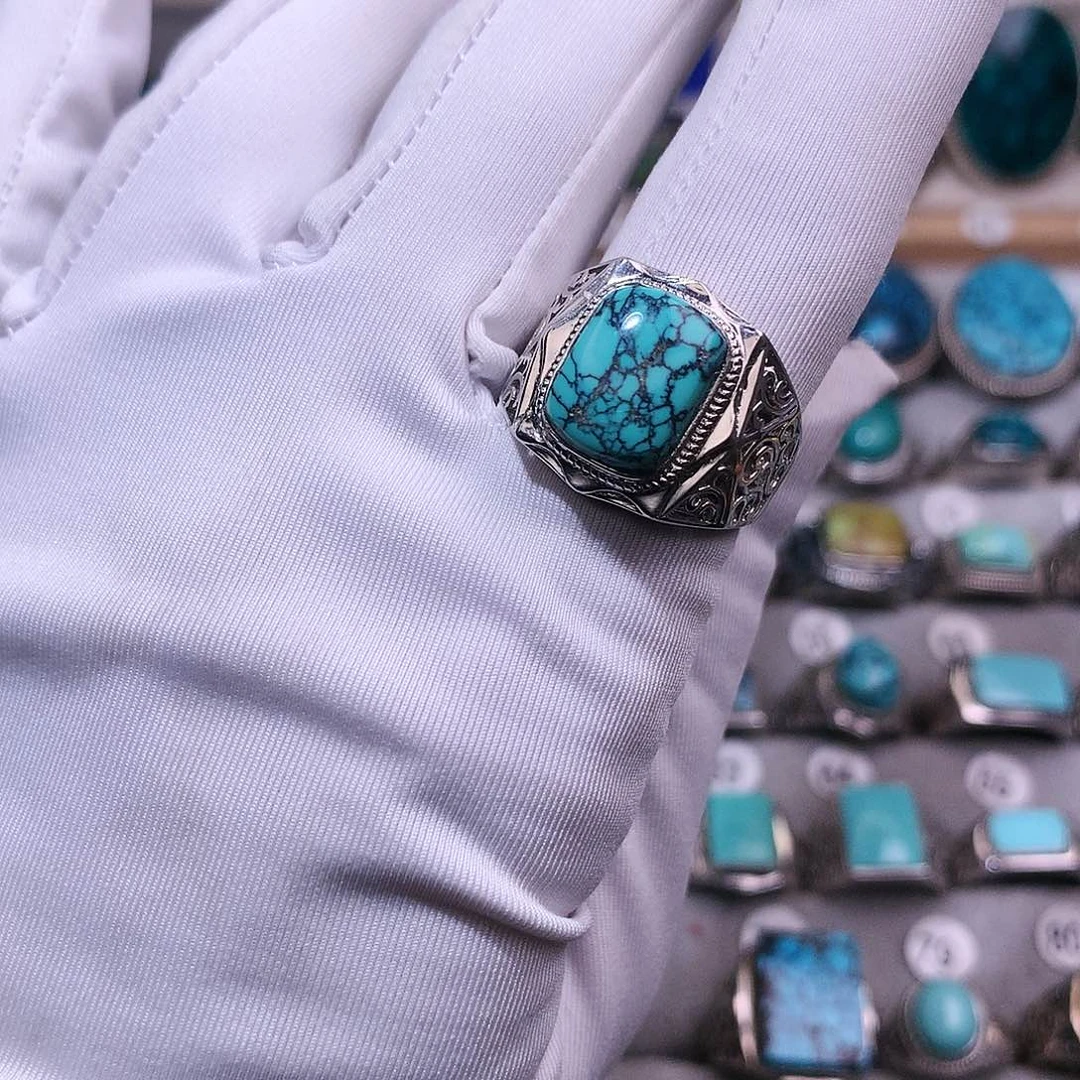 绿松石挂件银S925镶嵌