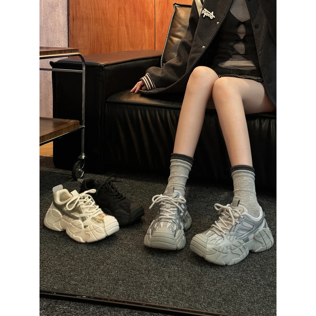 贾不假老爹鞋女2025新款秋冬爆款时尚百搭小个子厚底增高休闲鞋子