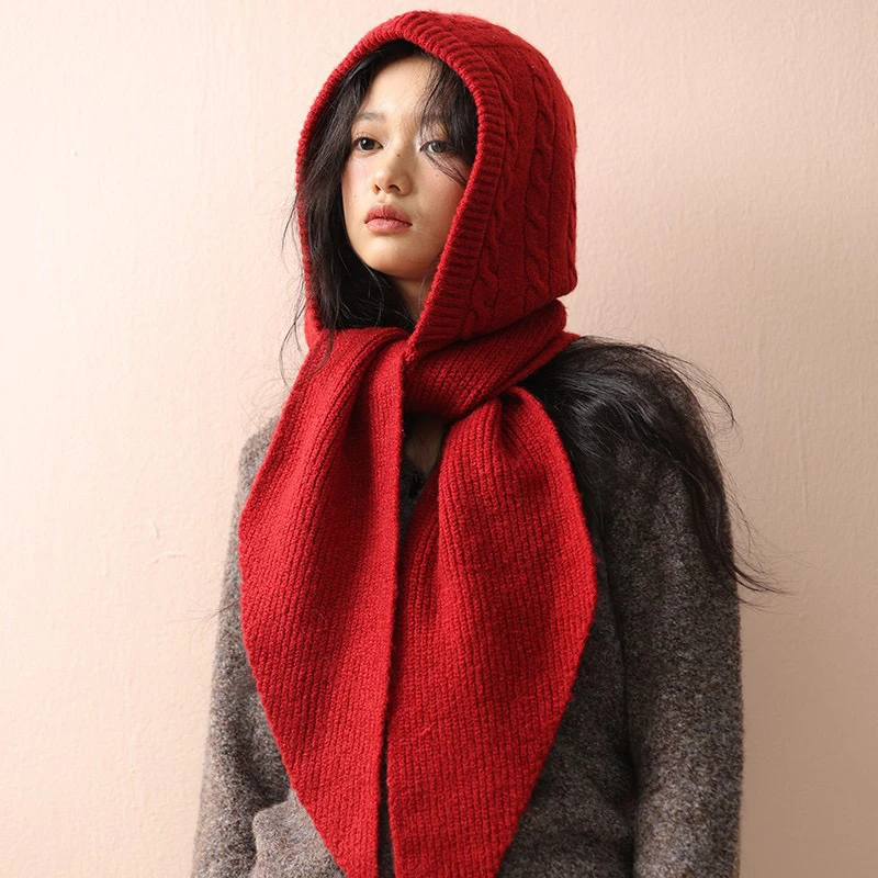 费尔岛提花拉法帽帽子围脖一体式护耳帽