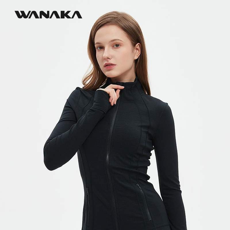 define 女士羊毛运动夹克 美利奴羊毛外套修身显瘦透气控温跑步