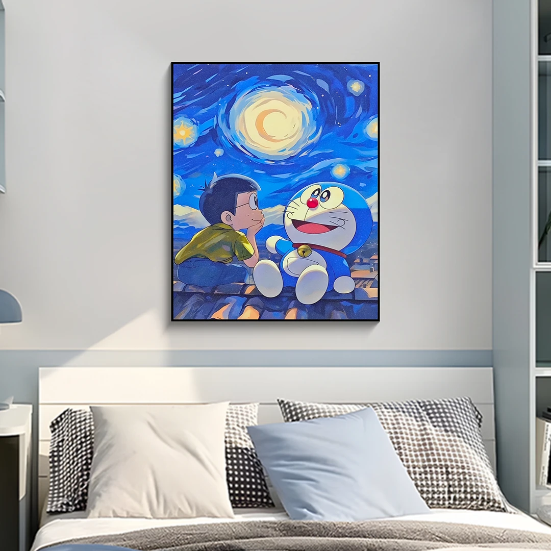 叮当猫装饰画艺术可爱卡通壁画儿童房间卧室客厅挂画哆啦A梦4050