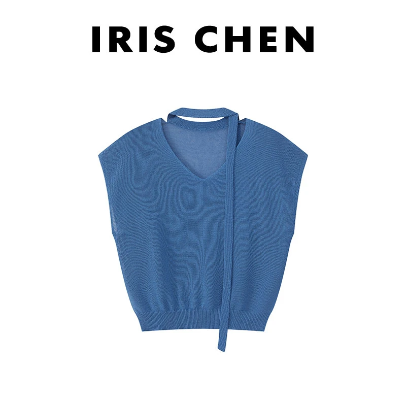 IRIS CHEN 赫本 2025夏款上新领带时髦设计感针织短袖25SY462