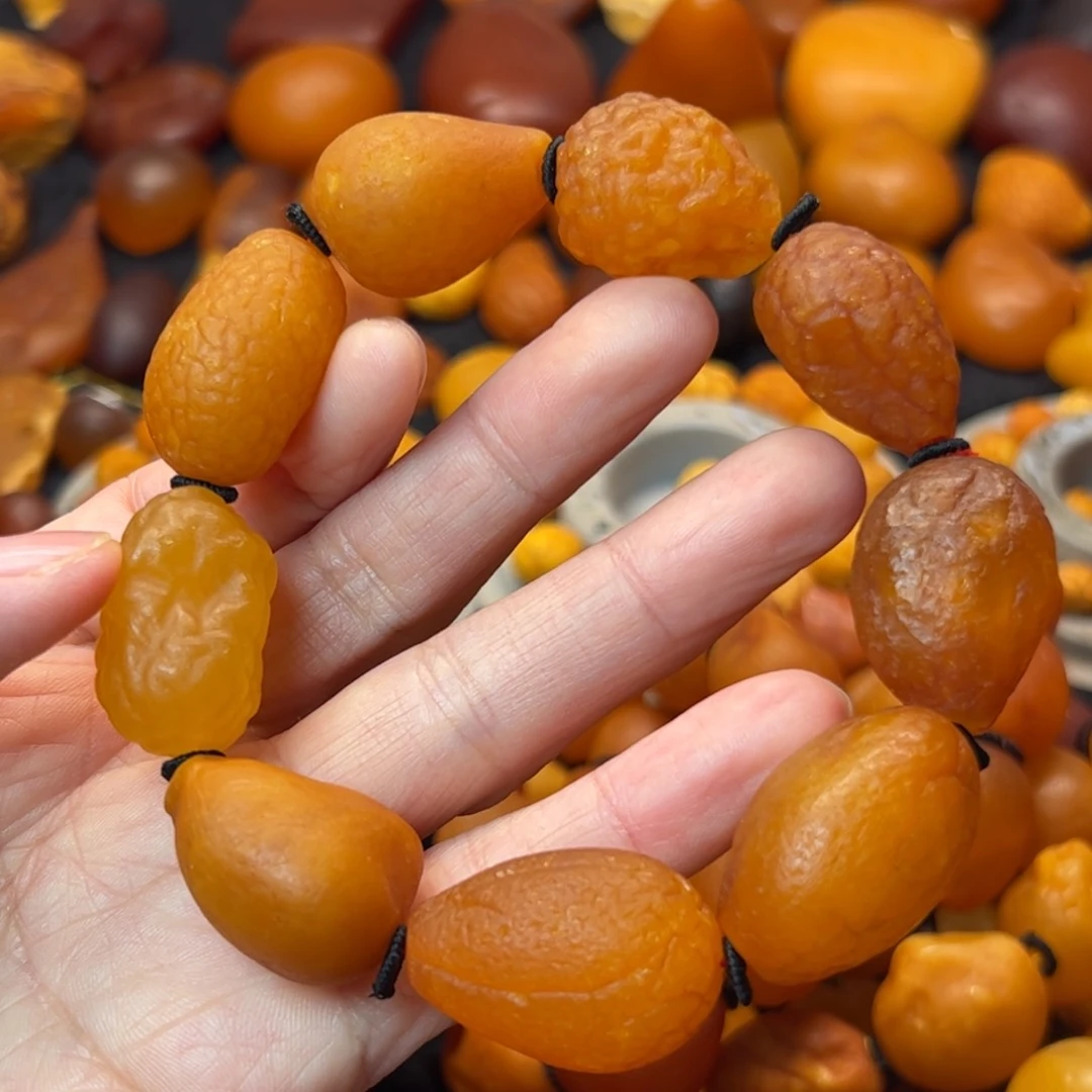 琥珀裸石未镶嵌天然蜜蜡手串