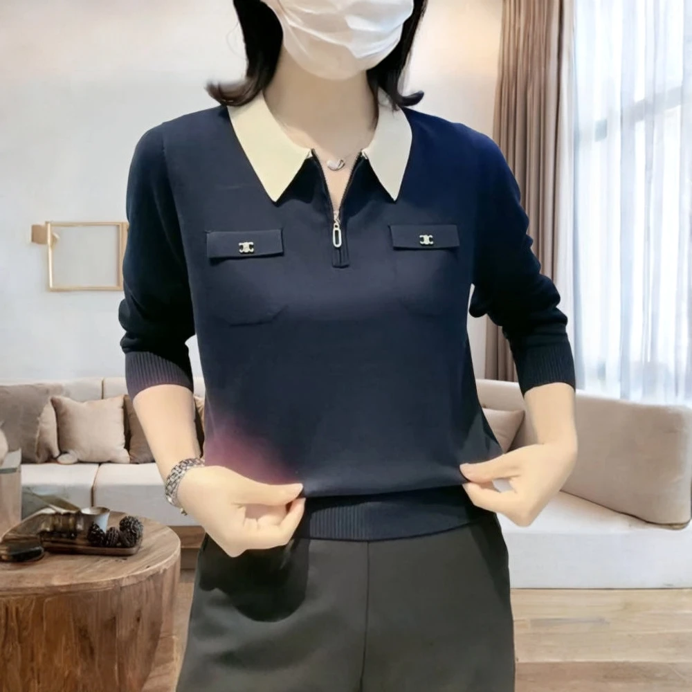 莱赛尔天丝针织衫洋气上衣女2025秋冬新款通勤减龄显瘦百搭针织衫