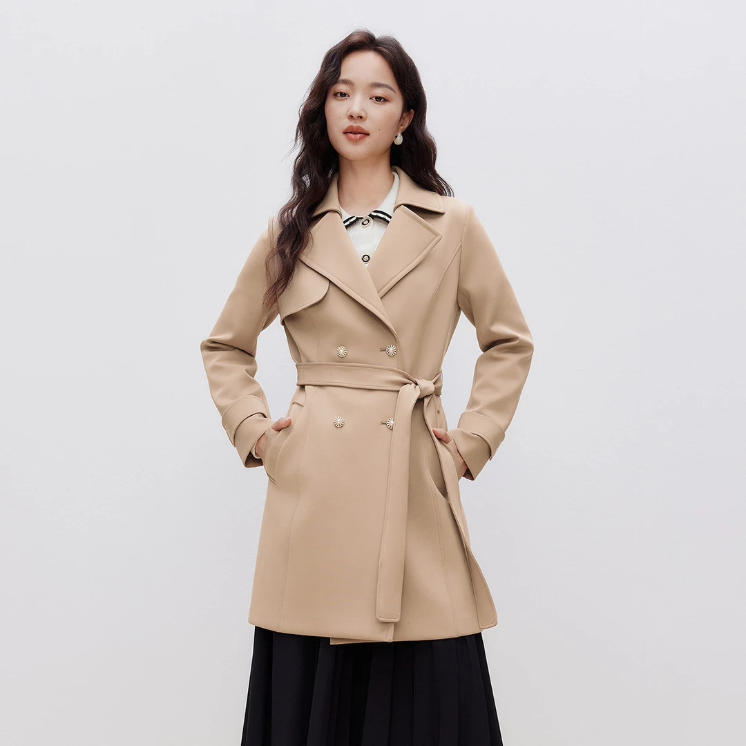 【晨粉专享价】25春季通勤气质淑女职场OL双排扣风衣KJ00787C4