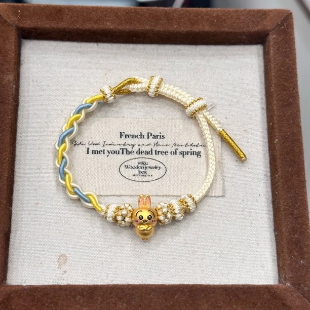 足金999chikawa乌萨奇精致百搭送女友黄金生日礼物小众百搭手编绳