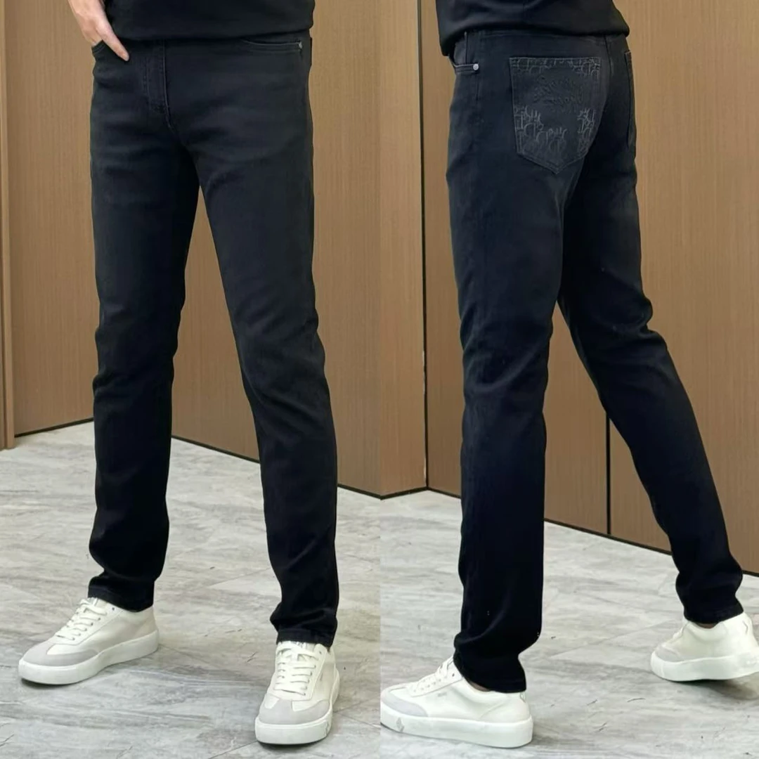 男士新款牛仔裤86199C黑灰色净版修身小直板小脚休闲时尚简约百搭