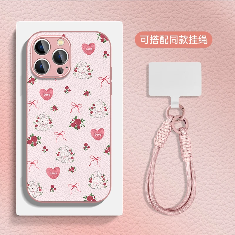 适用于苹果16华为OPPO小米VIVO潮流时尚简约金属漆小羊皮壳HA0484